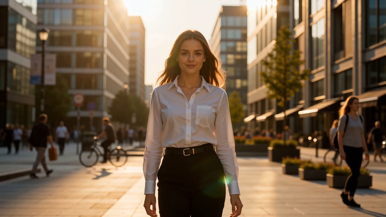 AI fashion concept in warm evening light